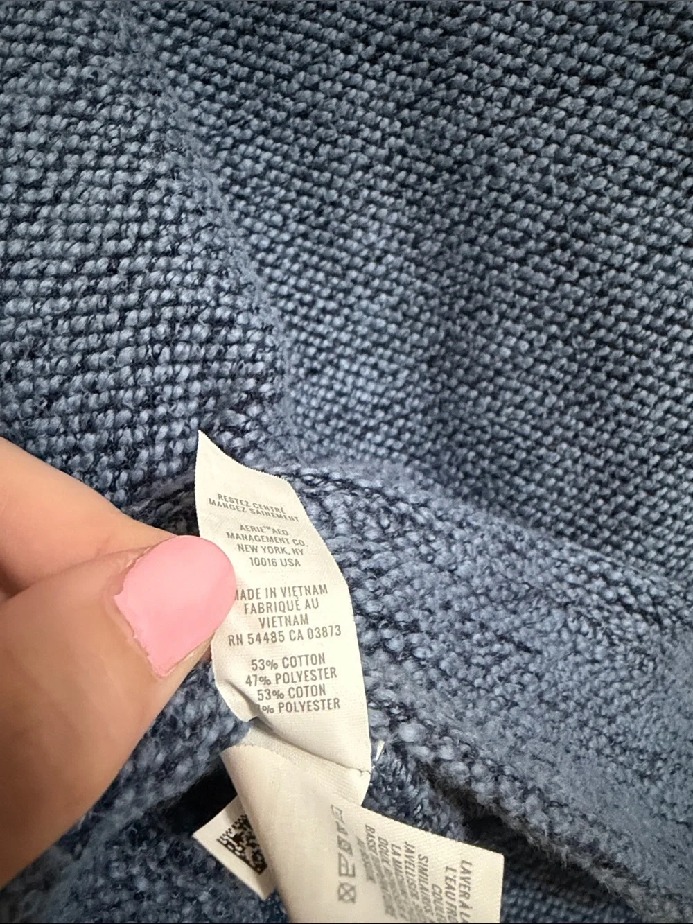 Offline by Aerie Blue Cowl Neck Long Sleeve Front Pocket Thumb Hole Pullover S